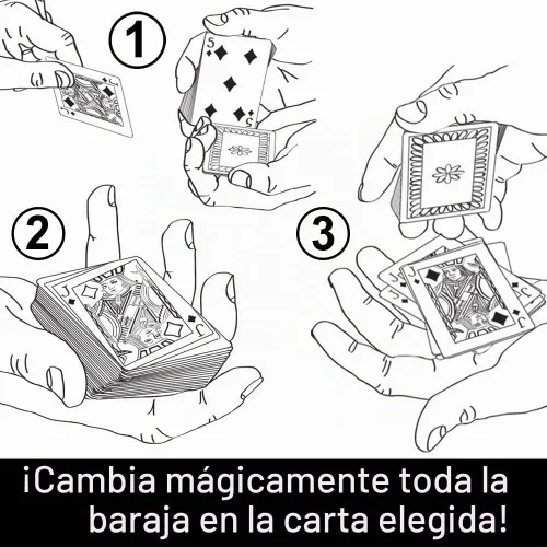 Vista 2 de Magic Makers Baraja Svengali - Kit de trucos de cartas mágicas fáciles - Espalda roja o azul surtida incluye 10 trucos adicionales en línea