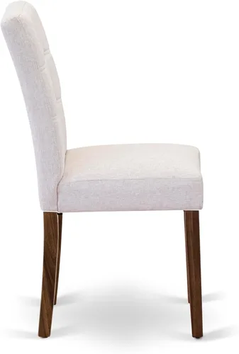 Vista 8 de East West Furniture ANAS3-AWA-08 Juego de mesa de comedor de cocina de 3 piezas contiene una mesa moderna y 2 sillas de comedor tapizadas de tela