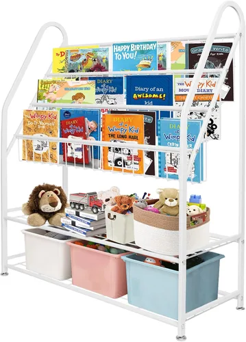 Vista 21 de aboxoo Estantería de metal para niños, grande, independiente, para habitación de los niños, organizador de juguetes de 32 pulgadas, estantería