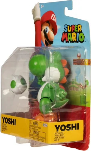 Vista 8 de Super Mario Figuras de acción de 4" Yoshi verde con huevo