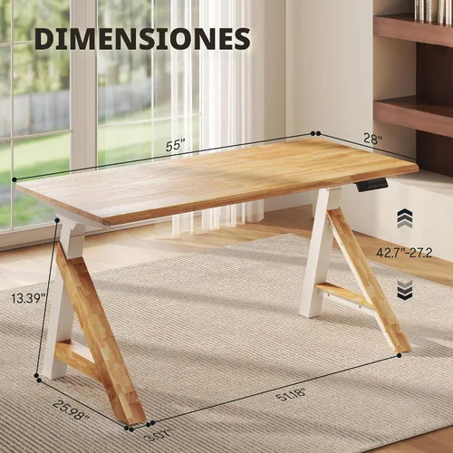 Vista 2 de FLEXISPOT WoodiX - Escritorio ejecutivo de pie de madera maciza
