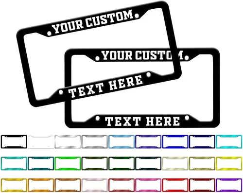 Vista 5 de Placa de matrícula personalizada, marco personalizado de colores sólidos para placa de automóvil con tu propio texto, aluminio, soporte universal