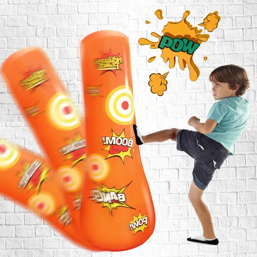 Vista 2 de Novelty Place Saco de boxeo inflable para niños – 4 pies de alto – Juguete de golpear y rebotar de nuevo para niños y niñas, fitness y alivio