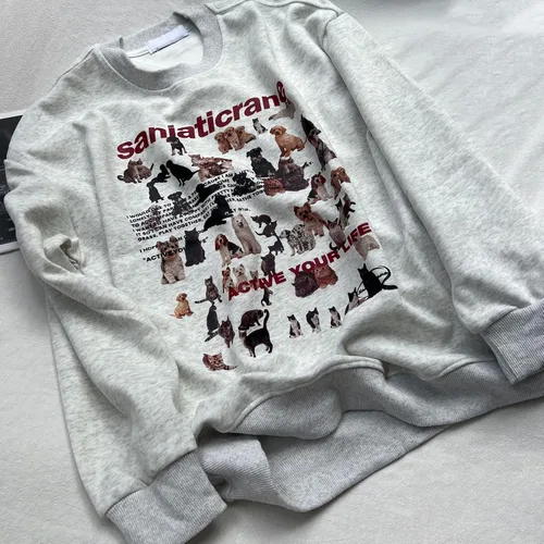 Vista 6 de Sudadera gráfica con cuello redondo para mujer, sudadera de gran tamaño para mujer, ropa Y2K