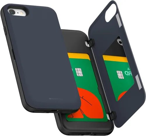Vista 10 de GOOSPERY Funda para iPhone 8 Plus, iPhone 7 Plus con tarjetero y protector de doble capa, color negro