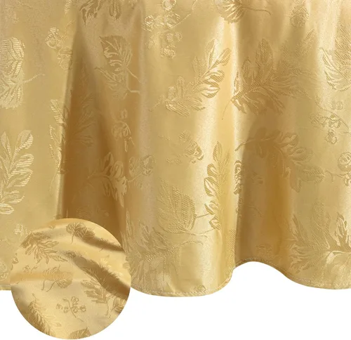 Vista 17 de Elrene Home Fashions. - Elegante mantel de damasco, diseño de hojas tejidas.