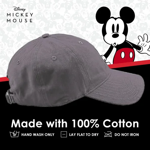 Vista 6 de Concept One Disney Mickey Mouse - Gorro de algodón bordado, ajustable, con ala curvada