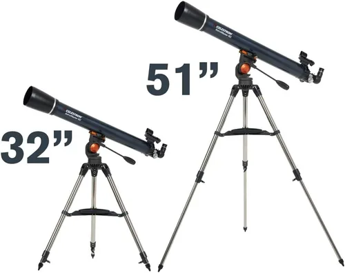 Vista 7 de Celestron - Telescopio refractor AstroMaster 90AZ, para principiantes - Óptica de vidrio totalmente recubierta - Trípode de altura ajustable