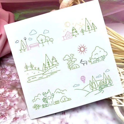 Vista 4 de Dibujo de líneas creativas, bonitos patrones de escena, sellos transparentes para decoración de tarjetas, álbumes de recortes, líneas simples
