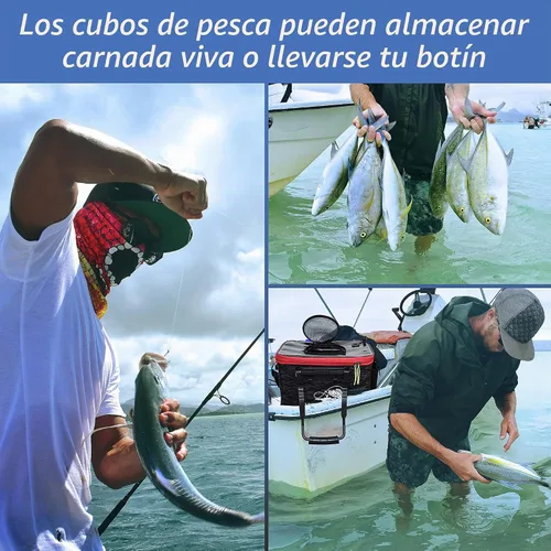 Vista 6 de Cubo de Pesca con Tapa Transparente, Cubo Plegable para Cebo de Pesca, Cubo Multifuncional para Pececillos, Contenedor de Pescado Vivo, Cubo de Negro