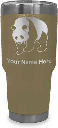 Vista 10 de LaserGram Vaso aislado al vacío de 20 onzas, oso panda, grabado personalizado incluido (negro)