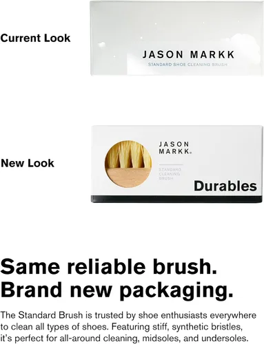 Vista 2 de Jason Markk Cepillo de limpieza estándar, mango de madera hecho a mano, cerdas sintéticas, resistente a las manchas difíciles y la suciedad