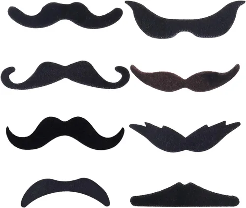 Vista 4 de HESTYA 48 piezas de bigotes falsos a granel, autoadhesivas, novedad de bigotes, calcomanías de bigotes de pirata francés, disfraz de barba