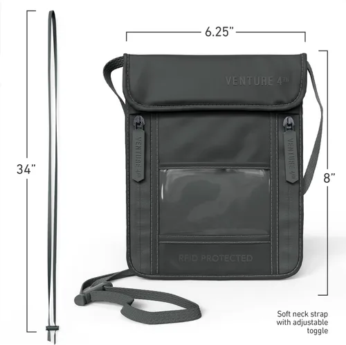 Vista 66 de Venture 4th bolsa de cuello de viaje con traba RFID, gris), V4-01-NP-GR