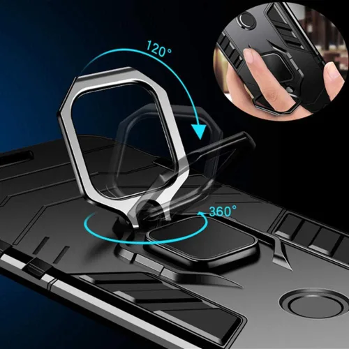 Vista 5 de Funda para Huawei P30 Lite, 2 en 1 híbrida resistente armadura a prueba de golpes Defender Kickstand de doble capa parachoques trasera dura cubierta