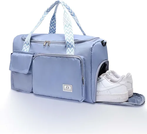 Vista 114 de Pequeña bolsa de gimnasio para mujer, bolsa de viaje con compartimento para zapatos