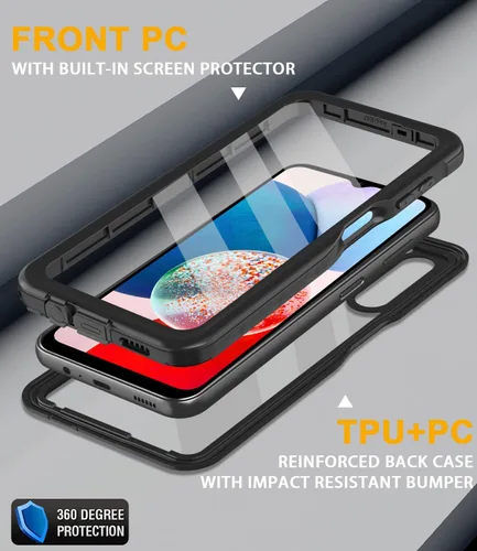 Vista 2 de Funda impermeable para Samsung Galaxy A14 5G, protector de pantalla integrado, cuerpo completo de 360°, resistente a prueba de golpes, a prueba