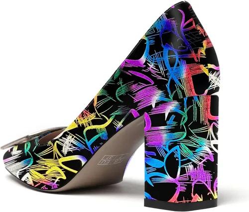 Vista 7 de WAYDERNS Zapatos de tacón alto con puntera cuadrada para mujer, de 3 pulgadas