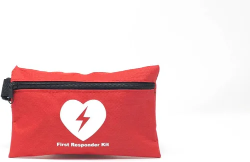 Vista 3 de Kit de primeros auxilios. Diseñado para contener los componentes necesarios para su uso con un DEA. Rojo
