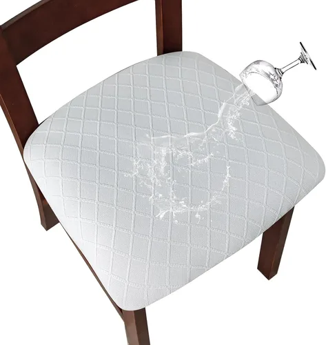 Vista 11 de Fundas de asiento impermeables para sillas de comedor, fundas para sillas de comedor y cocina (beige, 2 piezas) Jacquard Removable Machine