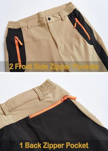 Vista 8 de Pantalones de esquí de nieve para mujer, con forro polar, impermeables, aislados, cálidos, softshell, pantalones cargo para senderismo