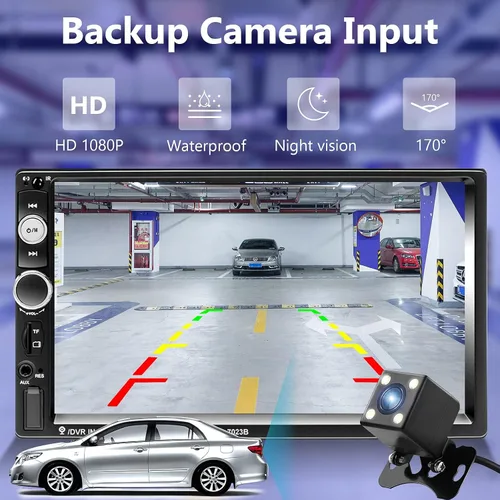 Vista 13 de Podofo - Estéreo de auto de doble DIN con radio, pantalla táctil Bluetooth de 7 pulgadas manos libres, Mirror Link, USB, SD, FM, receptor de audio