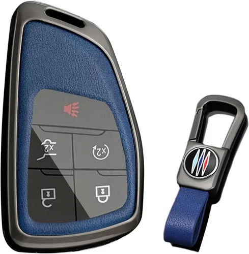 Vista 9 de KUNIO Funda para Llavero de Coche Compatible con Chevy Silverado Traverse Equinox Sierra 1500 2500HD 3500HD 2022-2025 Portallaves de Cuero PU Negro