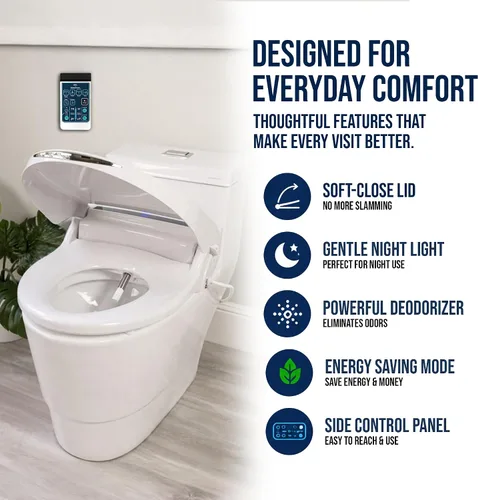 Vista 7 de BidetMate Accesorio de bidé térmico serie 2000 para inodoro con agua calentada ilimitada, control remoto inalámbrico, desodorante y secadora de aire