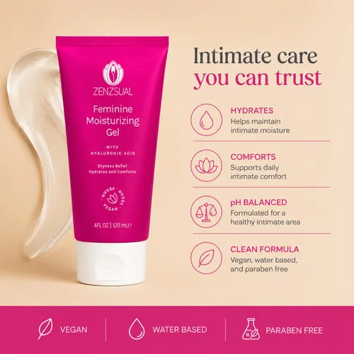 Vista 2 de ZENZSUAL Gel hidratante femenino, con ácido hialurónico, hidratante vaginal a base de agua para sequedad, irritación, picazón o molestias, sin