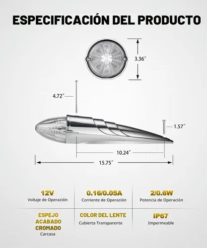 Vista 7 de Partsam 5 pcs Luces Marcadoras de Cabina Torpedo Ámbar, Luces de Techo Cromadas, Luces LED de Gálibo Superior con Doble Luminancia Compatibles