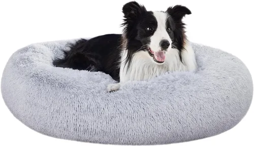 Vista 5 de Amazon Basics Donut Pet Bolster - Cama de pelo sintético para perro, gris, 36" x 36