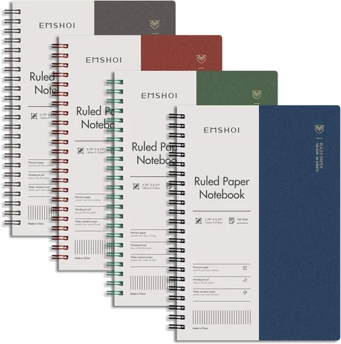 Vista 8 de EMSHOI Cuaderno diario en espiral rayado de 7.48" x 10.15" - Paquete de 3, 480 páginas de papel grueso de 100gsm, cuadernos grandes B5 con rayas