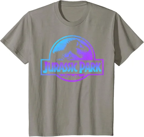 Vista 36 de Jurassic Park Camiseta de manga corta con logotipo Fossil azul y morado Negro