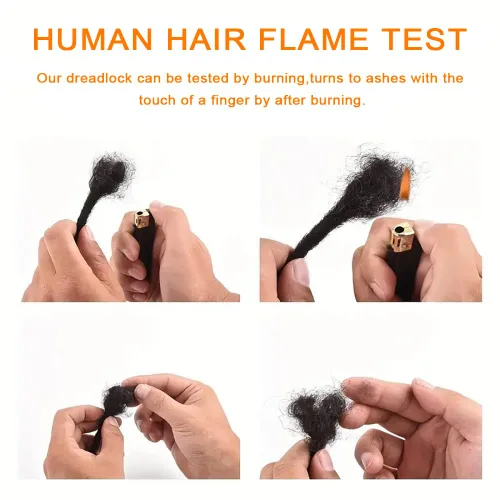 Vista 4 de Extensiones de Rastas de Cabello Humano 0.4cm de Grosor 4 Pulgadas 20 Hebras 100% Cabello Humano Real para Hombres/Mujeres/Niños Completamente