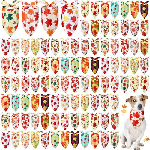 Vista 13 de Chunful 100 piezas de bandanas para perros a granel paquete de verano bufanda triangular babero pañuelo conjunto para accesorios de disfraz