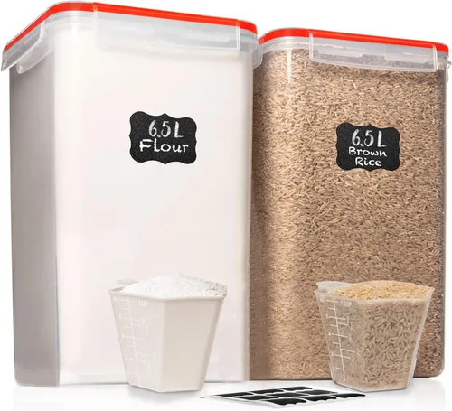 Vista 11 de SUMINISTROS WHITE FEATHER 2 PC [2,09 L / 70,6 Oz] Recipientes Grandes de Almacenamiento de Alimentos con Tapas Herméticas - BPA Libre, Plástico