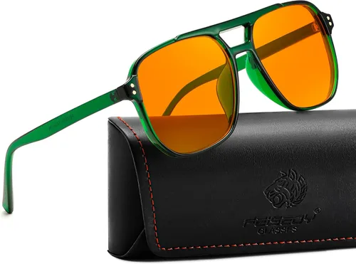 Vista 11 de FEISEDY Blue Light Glasses for Computer Gaming Anti Eyestrain Glasses G2835 Blue Light Blocking,Orange/Yellow/Red Lens,Anti Glare,Sleep