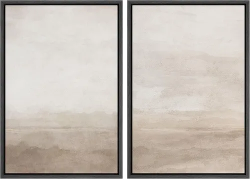 Vista 42 de SIGNWIN Lienzo enmarcado para pared, ilustraciones abstractas texturizadas en tonos beige terrosos, arte moderno, decorativo, contemporáneo