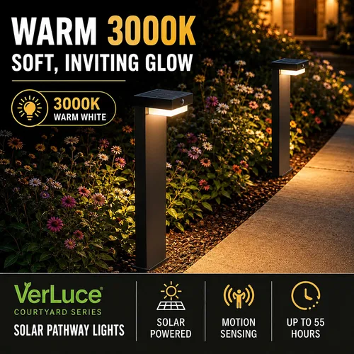 Vista 3 de Luces solares de sendero - Luces solares para pasarela para exteriores - Sensor PIR y dos modos de iluminación - Batería recargable que dura hasta