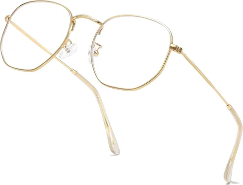Vista 10 de Lentes hexagonales de metal con bloqueo de luz azul, antifatiga ocular para pantallas digitales, marco ligero para hombres y mujeres