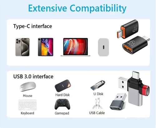 Vista 5 de BUISAMG Adaptador USB a USB C, adaptador USB C a A, divisor USB C para MacBook Pro, iMac, iPad Air, convertidor Thunderbolt 4, iPhone 17 16.