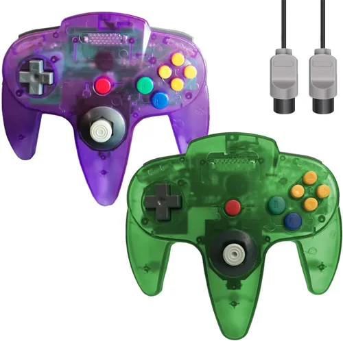 Vista 9 de ZeroStory Classic N64 Controller, Wired N64 Controller Upgraded Joystick for N64 Video Game Console (Transparent Red and Transparent Blue)