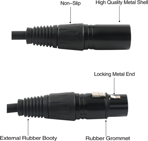Vista 6 de Cable divisor XLR hembra a 2 macho cable de micrófono XLR Y cable divisor equilibrado (3 pines macho a 1 hembra) - 1.5 pies