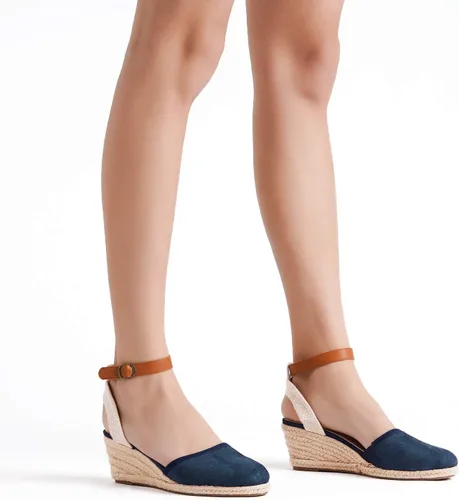 Vista 6 de DREAM PAIRS Sandalias de tacón de cuña con correa de tobillo y punta cerrada para mujer
