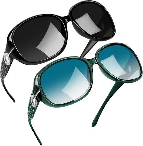 Vista 8 de Joopin Oversized Rectangle Sunglasses UV400 Protection Shades for Women Negro