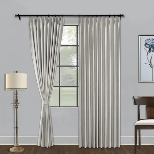 Vista 9 de Fcosie Cortinas de lino texturizadas, cortinas plisadas para oscurecer con forro opaco, paneles de mezcla de lino, cortinas de tratamiento de Beige