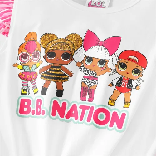 Vista 6 de L.O.L. Surprise! Girls Skirt Set 2Pcs Kid Girl Graphic Print Tie Knot Ruffle Sleeve Cotton Tee and Allover Print Skirt Set