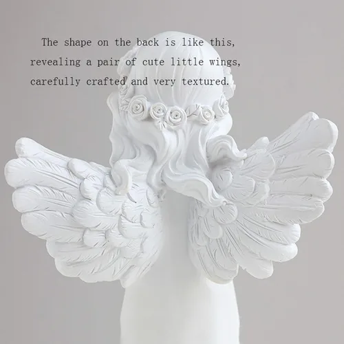 Vista 4 de Escultura china de feng shui estatua de ángel de resina, adornos decorativos de niña adorable, 11.4 pulgadas de alto, decoración del hogar, oración