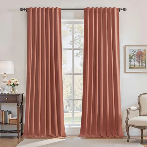 Vista 18 de UHITECH Cortinas opacas de 35 pulgadas de largo para sala de estar, 2 paneles, cortina opaca corta para cocina para ventanas pequeñas, cortinas