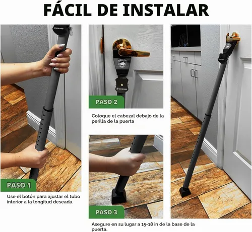 Vista 4 de Guard Dog Security Puerta Jammer 2 en 1 Perilla de puerta ajustable Jammer y barra de seguridad para puerta de patio corrediza – 40 ajustes Negro